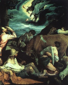 ヤコポ・バッサーノ Painting - 羊飼いたちへの受胎告知 ヤコポ・バッサーノ